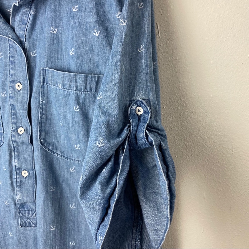 Tommy Hilfiger Chambray Anchor Print Button Down - image 4